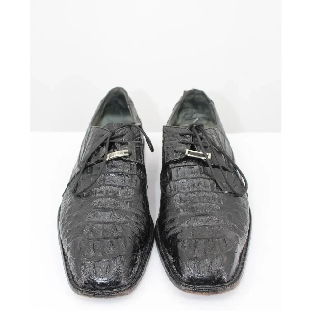 Belvedere Chapo Hornback Crocodile Oxfords size 10.5 Black *READ*